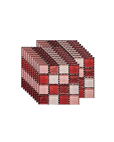 FBBULES 20PCS Fliesenaufkleber PVC, Fliesen Klebefolie Selbstklebend Hitzebeständig Wasserdicht Fliesensticker für Küche Fliesendekor Wandaufkleber Mosaikstil Rosa (10 x 10 cm / 4 x 4 Zoll) von FBBULES