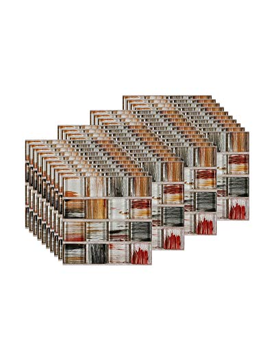 FBBULES 40PCS Fliesenaufkleber, PVC Fliesen Klebefolie Selbstklebend Hitzebeständig Wasserdicht Fliesensticker Deko für Küche Fliesendekor Wandaufkleber Mosaikstil Braun (10 x 10 cm / 4 x 4 Zoll) von FBBULES