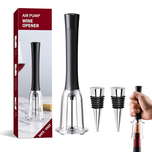 FBBULES Druckluft Korkenzieher Set, Luftpumpe Weinöffner mit 2 Wiederverwendbare Flaschenverschluss, Tragbar & Praktisch, Perfekt für Zuhause Partys Outdoor, Geschenkset für Weinliebhaber von FBBULES