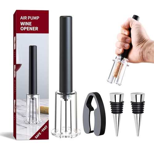 FBBULES 4 Stück Druckluft Korkenzieher, Weinkorkenzieher Handheld Weinkorkenentferner mit Folienschneider, 2 Weinflaschen Stopper, Geschenke für Weinliebhaber von FBBULES