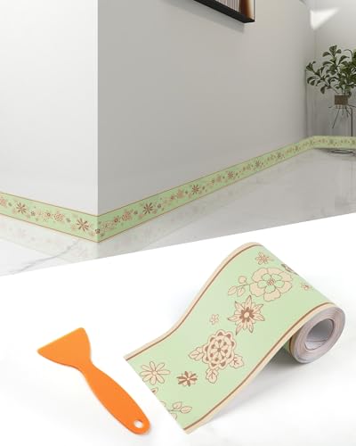 FBBULES PVC Bordüre Selbstklebend Tapetenbordüre Wandtatoo Natürlicher Stil für Küche Badezimmer Wandaufkleber für Decken Boden Wand Dekoration von FBBULES