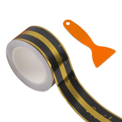 FBBULES Selbstklebende Metallic Klebeband, Selbstklebende Fliesennaht Aufkleber, Wasserdichtes Dekoband Keramikfliesen Zierleiste für Wand, Schrank, Schlafzimmer, Küche(2.5cm×5m) von FBBULES