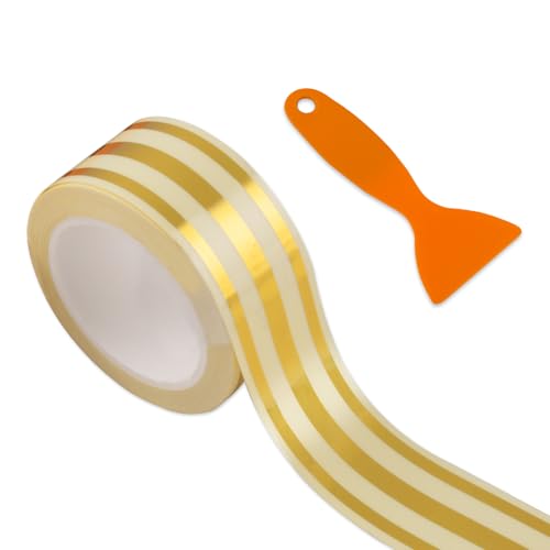 FBBULES Selbstklebende Metallic Klebeband, Selbstklebende Fliesennaht Aufkleber, Wasserdichtes Dekoband Keramikfliesen Zierleiste für Wand, Schrank, Schlafzimmer, Küche(2.5cm×5m) von FBBULES