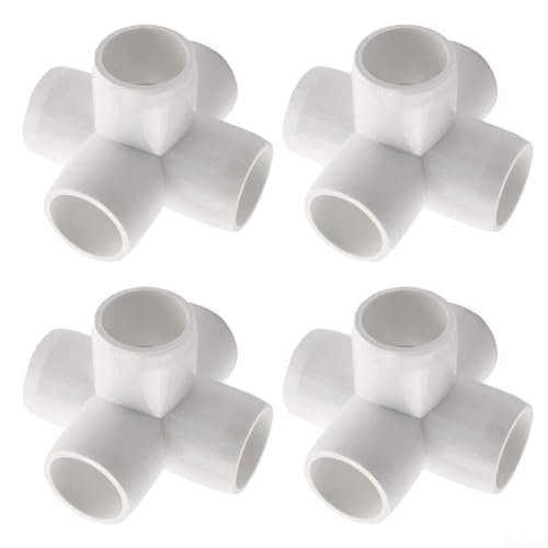 Vielseitiges 4er-Pack PVC-5-Wege-Armaturen für Gartenstrukturen und Gewächshäuser, einfache Montage, Gewächshaus mit 4 PVC-5-Wege-Rohrverbindern für Gärten von FBDSPOXMQ
