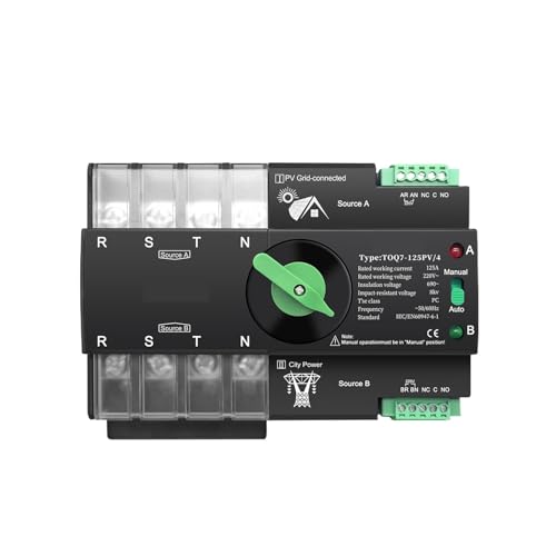FBFTGMRMTA Automatischer 3-Phasen-Elektro-Transferschalter ATS 4P 63A 100A 125A 230V mit doppelter Stromversorgung auf DIN-Schiene TOQ7 (100A) von FBFTGMRMTA