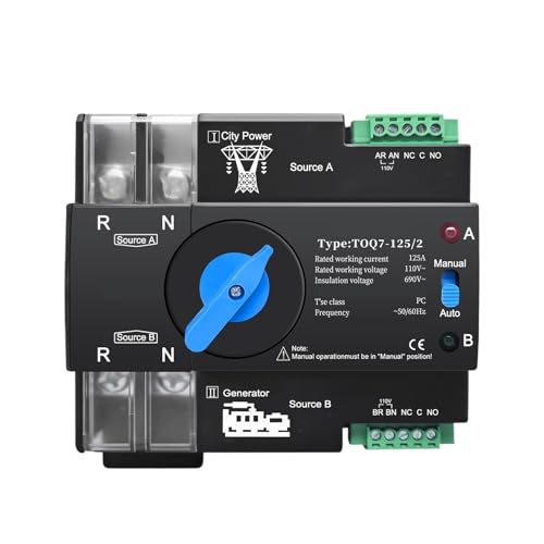 FBFTGMRMTA Automatischer elektrischer Transferschalter mit doppelter Stromversorgung DIN Rail ATS 110 V 120 V ohne Unterbrechung 2P 63 A 100 A 125 A (63 A) von FBFTGMRMTA