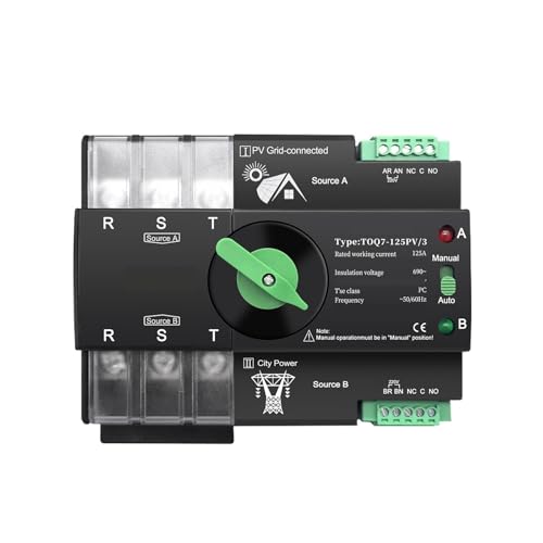 FBFTGMRMTA TOQ7 Automatischer elektrischer Transferschalter mit doppelter Stromversorgung nach DIN Rail dreiphasig ATS 3P 63A 100A 125A 230V (125A) von FBFTGMRMTA