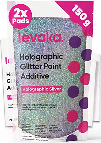 Levaka 150 Gramm Holographischer Glitzer für deine Glitzer Tapete – 2 Polierpads Inklusive – Wandfarbe Kompatible mit Jeder Malerfarbe – Wand Glitzer für Außen- Innenwände und Holz von FBGC