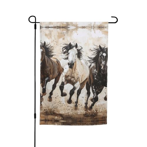 Kunstdruck, Motiv: Pferde, 30,5 x 45,7 cm, Gartenflagge, Ganzjahresdekoration für Hof, Terrasse, Veranda und Rasenflagge von FBGHHTY
