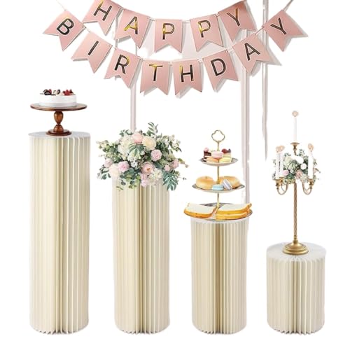 FBHDKJNFG Faltbare Papiersäulen, Zylinderständer for Partys, Faltbare Papiersäulen, Präsentationsständer, römische Pappsäule for Hochzeitsmittelstücke, runde Säulenständer von FBHDKJNFG
