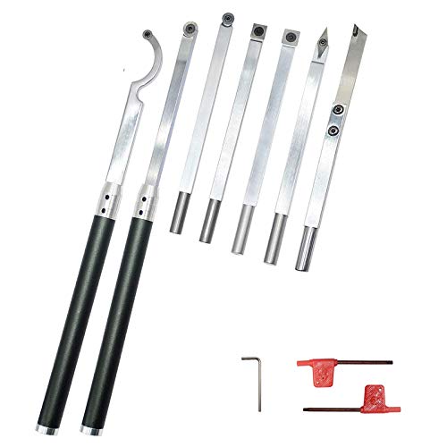 Hartmetall Tipped Woodturning Tool 9 Stück Hartmetall Tipped Woodturning Tools Chise Set Drehmaschine Rougher Finisher Detailer Swan Neck Hollower Parting Tools Set von 7 und 2 austauschbaren von FBHDKJNFG