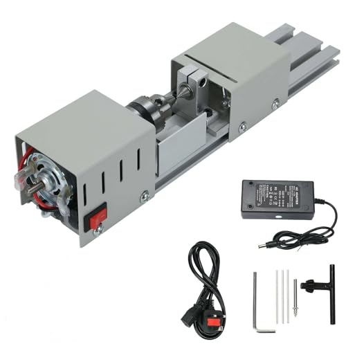 Werkzeugdrehmaschine Standard 未处理 Mini Lathe Beads Polisher Machine DIY CNC Machining for Table Woodworking Wood DIY Tool Lathe Standard Set 6 in 1(Silver) von FBHDKJNFG