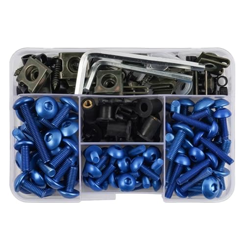exzentrische kurvenscheibenbolzenmutter und stift, Motorrad Verkleidung Bolzen Mutter Schraube Kit Multicolor Pack von Mehreren Größen(Blauw) von FBHDKJNFG