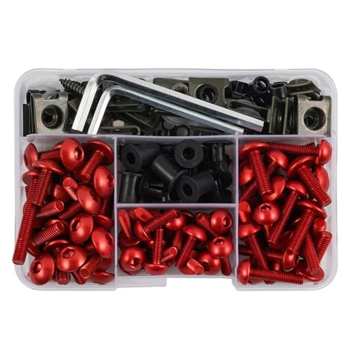 exzentrische kurvenscheibenbolzenmutter und stift, Motorrad Verkleidung Bolzen Mutter Schraube Kit Multicolor Pack von Mehreren Größen(Rood) von FBHDKJNFG
