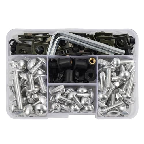 exzentrische kurvenscheibenbolzenmutter und stift, Motorrad Verkleidung Bolzen Mutter Schraube Kit Multicolor Pack von Mehreren Größen(Silver) von FBHDKJNFG