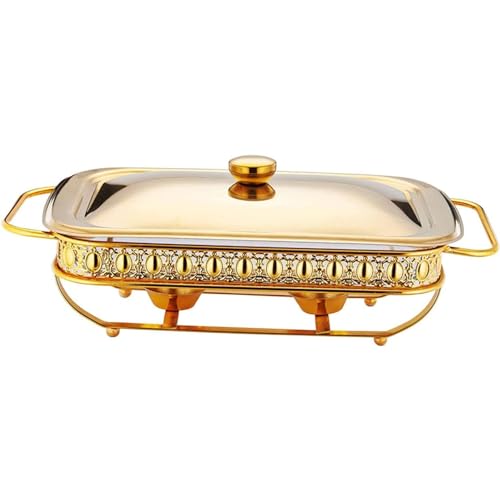 1,5 l rechteckiges Chafing Dish Buffet-Set Edelstahl Catering Speisenwärmer für für Partys Hochzeiten Geburtstage Platzsparende Aufbewahrung Einfache Wartung Behalten Sie Ihre, Silber, Gold von FBHappiness