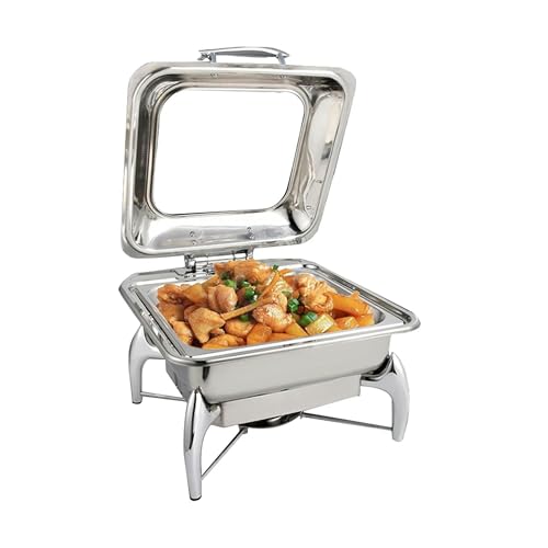 6L Edelstahl Quadratischer Esstisch Herd u2013 Poliertes Silber oder Gold plattioder Gold plattiertes Chafing Dish Set für Catering, Buffets,A-40.5 * 42.5 * 27.5 cm (A 40.5 * 42.5 * 27.5 cm) von FBHappiness