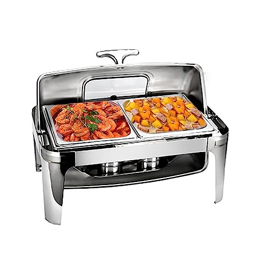 Catering-Isoliertablett, 8 Qt, kommerzielles Chafing Dish-Buffet-Set, professionrpfanne, Lebensmittelpfanne, Brennstoffhalter und Deckel, Chafing Dishes, 2 Gitter, 2 Stück, 2 Gitter, 1 Stück von FBHappiness