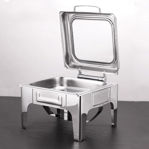 Catering-Isoliertablett, Chafing Dish-Buffet-Set, Gold, mit sichtbarer Abdeckungdeckung, Calentadores De Comida para Buffet, abnehmbares Tablett, Party-Speisenwärmer-Buffet-Set, Gold, Silber von FBHappiness