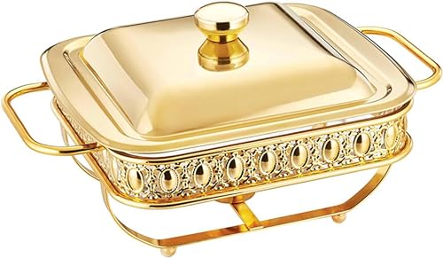 Chafing Dish Buffet-Set, hochwertiges 1,8-l-Chafing-Dish-Buffet-Set, Speisenwärmt-Set, Speisenwärmbehälter und Buffetwärmer-Sets mit Deckel, Speisenwärmer für Partybuffets Outdo, Gold (Gold) von FBHappiness