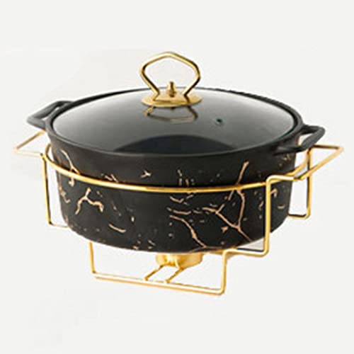 Chafing Dish Buffet-Set Keramik und Buffetwärmer-Set mit Marmor-Imitat-Finish füffetwärmer-Set mit Marmor-Imitat-Finish für Buffet/Hochzeitsfeier/Catering-Events/Bankett, Schwarz-M, Schwarzl von FBHappiness