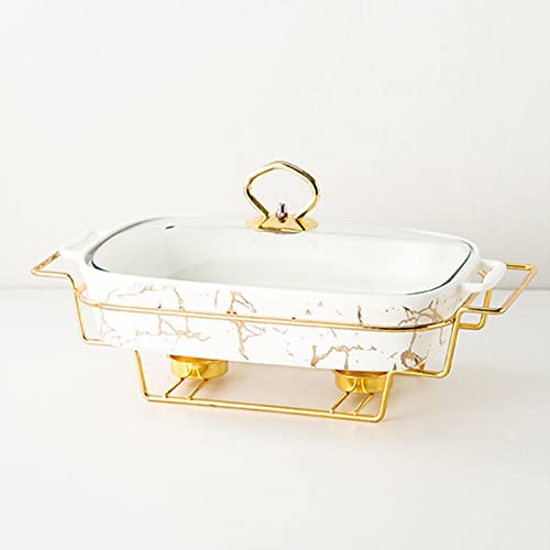 Chafing Dish Buffet-Set Keramikbuffet mit Marmorimitat-Finish und Buffetwärmer-S-Set Keramikbuffet mit Marmorimitat-Finish und Buffetwärmer-Set für Buffets/Hochzeiten/andere Bankette,Black-L von FBHappiness