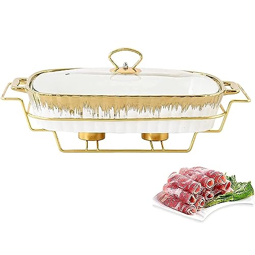 Chafing Dish Buffet-Set aus Keramik mit Glasdeckel zum Erwärmen von Speisen im EL zum Erwärmen von Speisen im Winter – Buffet-Chafing Dish-Alkoholkocher für Catering-Partys und Hochzeiten,S Chafing Dish Buffet-Set aus Keramik mit Glasdeckel zum Erwärmen von Speisen im EL zum Erwärmen von Speisen im Winter – Buffet-Chafing Dish-Alkoholkocher für Catering-Partys und Hochzeiten,S von FBHappiness