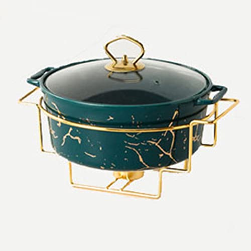 Chafing Dish Buffet-Set aus Keramik und Buffetwärmer-Set mit Marmor-Imitat-Finisnd Buffetwärmer-Set mit Marmor-Imitat-Finish für Buffet/Hochzeitsfeier/Catering-Events/Bankett,Schwarz-M,Grünl von FBHappiness