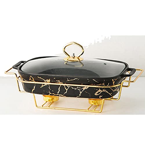 Chafing Dish aus Keramik, Buffet-Servierplatte, Wärmeplatte, Speisenbuffets, Speer für Partys, Buffet-Set, Chafing Dishes für Hochzeitsfeiern, Bankett-Catering, Weiß-27,5 cm, Schwarz 34,5 cm von FBHappiness