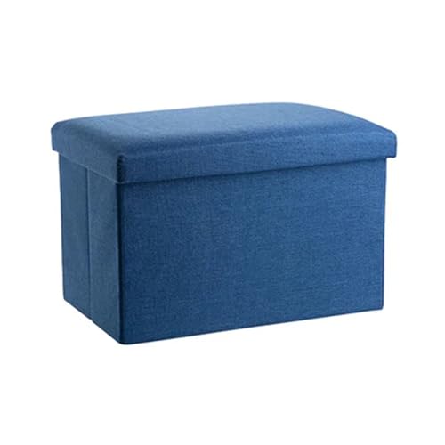 FBHappiness Fußhocker aus Leinenstoff, faltbar, mit Stauraum für Wohnzimmer und Bett, BlauFußhocker aus Leinenstoff, faltbar, mit Stauraum für Wohnzimmer und Bett, Blau von FBHappiness