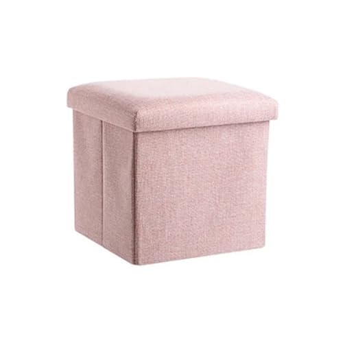 FBHappiness Fußhocker aus Leinenstoff mit Stauraum, Faltbarer Couchtisch und Schuhbank für WFußhocker aus Leinenstoff mit Stauraum, Faltbarer Couchtisch und Schuhbank für Wohnzimmerbett, Rosa von FBHappiness