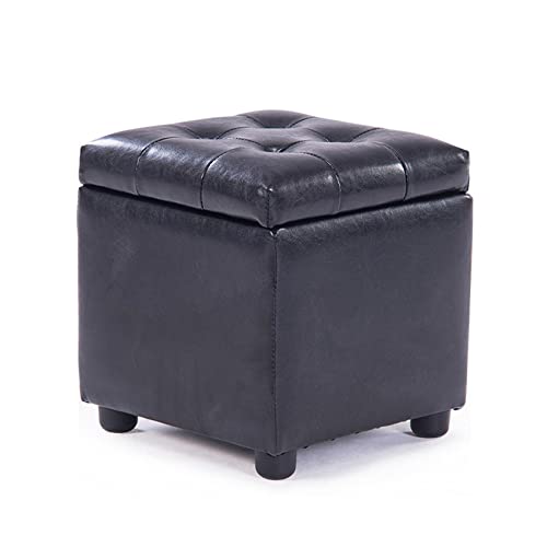 FBHappiness Wasserabweisender Fußhocker aus Leder mit versteckter Aufbewahrungsbox, Schwarz Wasserabweisender Fußhocker aus Leder mit versteckter Aufbewahrungsbox, Schwarz (42 x 42 x 40 cm) von FBHappiness