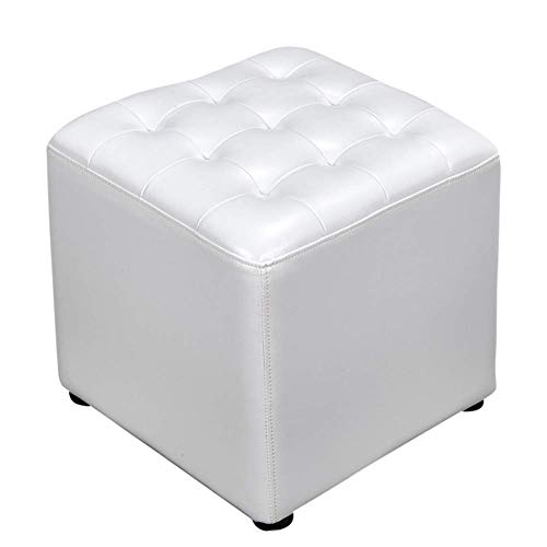 FBHappiness Weiß Leder Platz Fußhocker Bank 40x40x35cm Massivholz Wohnzimmer Kaffee Tisch PoWeiß Leder Platz Fußhocker Bank 40x40x35cm Massivholz Wohnzimmer Kaffee Tisch Pouf von FBHappiness
