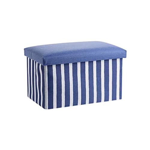 Fußhocker mit Stauraum aus Leinenstoff für Wohnzimmerbett, faltbarer Haushalts-Cf für Wohnzimmerbett, faltbarer Haushalts-Couchtisch, Sofa-Fußhocker mit Aufbewahrungsbox und Schuhbank (blau) von FBHappiness