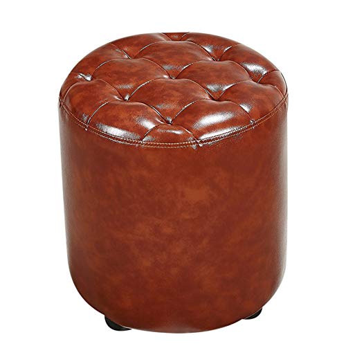 Gepolsterter Würfel-Pouf-Fußhocker aus Massivholz und Leder für das Wohnzimmer. ne Bank mit quadratischem Design (14 x 14 x 16 Zoll). Stilvolle und funktionale Möbel für die Inneneinrichtung von FBHappiness