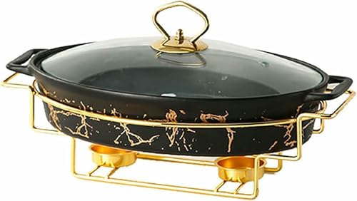 Herdset mit Herd, Keramikherd mit Marmoroptik, Herd und Buffetherd für Buffets, mit Marmoroptik, Herd und Buffetherd für Buffets, Hochzeiten, Partys, Bankette, Rest ~/,White-HAS (Schwarz B) von FBHappiness