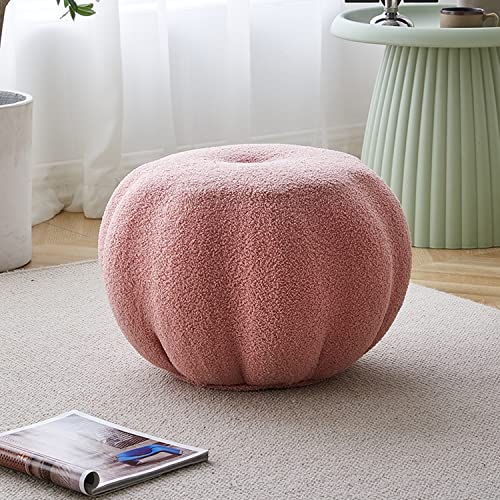 Kleiner Fußhocker aus flauschigem rosa Stoff für den Schminkstuhl im Wohnzimmer,den Schminkstuhl im Wohnzimmer, moderne Pouf-Fußstütze mit zusätzlicher Sitzgelegenheit unter dem Schreibtisch von FBHappiness
