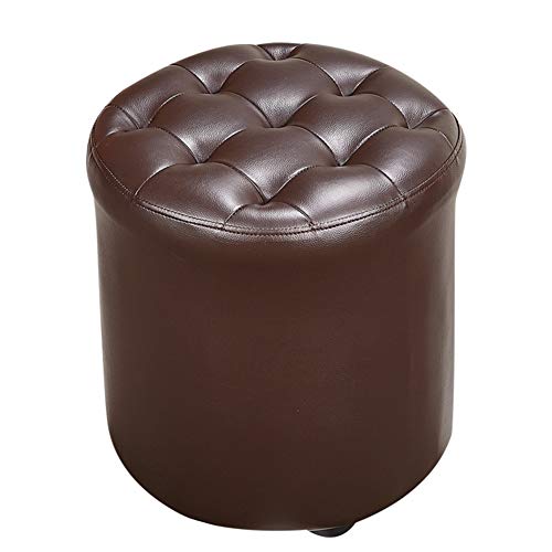 Ledergepolsterter Würfel-Pouf-Fußhocker mit Beinen aus Massivholz, kleine Bank fußhocker mit Beinen aus Massivholz, kleine Bank für Wohnzimmer-Couchtisch, 35 x 35 x 40 cm (14 x 14 x 16 Zoll) von FBHappiness