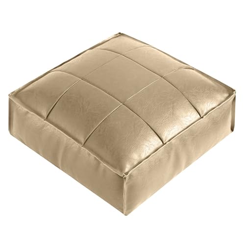 Marokkanischer quadratischer Pouf-Fußhocker aus Kunstleder mit großem Stauraum, cker aus Kunstleder mit großem Stauraum, Retro-Bodensessel, Fußstütze, Sitzsack, ungepolstert (Milch-Aprikose) von FBHappiness