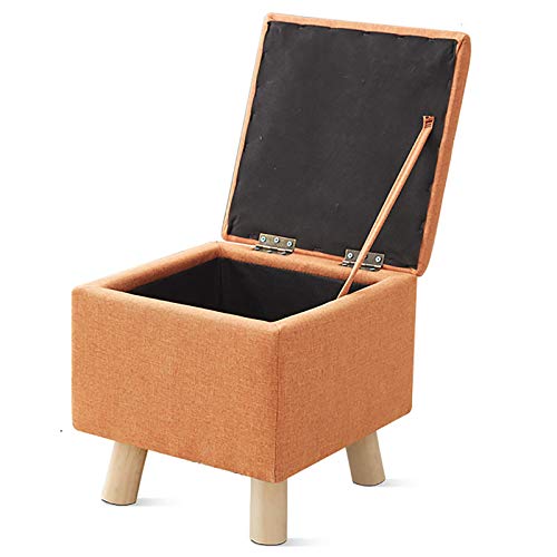 Moderne, orangefarbene, faltbare Aufbewahrungsbox aus Leinen mit Holzbeinen und rbene, faltbare Aufbewahrungsbox aus Leinen mit Holzbeinen und hochelastischer Schwammfüllung, 33 x 33 x 33 cm von FBHappiness