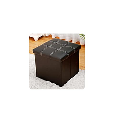 Moderne Klappbank mit Stauraum, Fußhocker aus Leder, Sitzfläche wasserabweisend,aum, Fußhocker aus Leder, Sitzfläche wasserabweisend, Aufbewahrungsbox für Spielzeug, Schwarz, 38 x 38 x 38 cm von FBHappiness