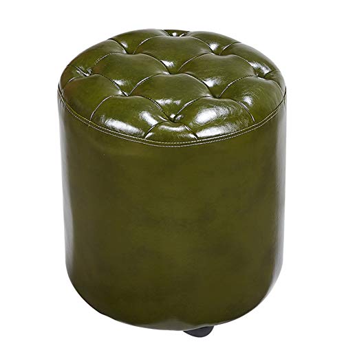Moderner, mit Leder gepolsterter, quadratischer Würfel-Pouf-Fußhocker mit MassivPouf-Fußhocker mit Massivholzbasis, kleine Bank für Wohnzimmer, Couchtisch, stilvolles Design, 35 x 35 x 40 cm von FBHappiness