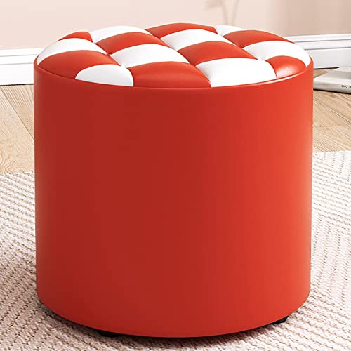 Moderner, runder Fußhocker aus Leder für Wohnzimmer und Schlafzimmer, stilvollesModerner, runder Fußhocker aus Leder für Wohnzimmer und Schlafzimmer, stilvolles rot-weißes Design, 31 x 28 cm Moderner, runder Fußhocker aus Leder für Wohnzimmer und Schlafzimmer, stilvollesModerner, runder Fußhocker aus Leder für Wohnzimmer und Schlafzimmer, stilvolles rot-weißes Design, 31 x 28 cm von FBHappiness