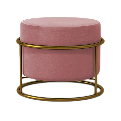 Moderner runder Fußhocker mit weicher, getufteter Flanellpolsterung. Idealer Stu Abstützen der Beine oder als Schuhwechselhocker für Zuhause, Wohnzimmer, Schlafzimmer oder Büro. Farbe: Rosa. von FBHappiness