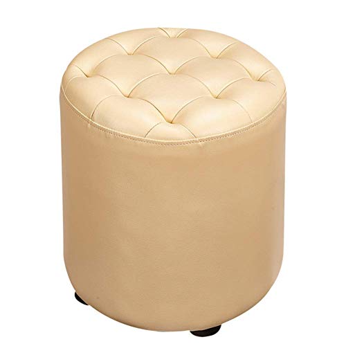 Quadratischer, mit Leder gepolsterter Würfel-Pouf-Fußhocker aus Massivholz, kleif-Fußhocker aus Massivholz, kleine Bank mit weicher Polsterung für Wohnzimmer oder Couchtisch, 35 x 35 x 40 cm von FBHappiness