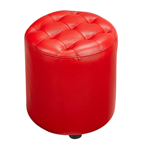 Quadratischer, mit Leder gepolsterter Würfel-Pouf-Fußhocker für Wohnzimmer-Couchrfel-Pouf-Fußhocker für Wohnzimmer-Couchtisch, kleine Bank aus Massivholz, 35 x 35 x 40 cm (14 x 14 x 16 Zoll) von FBHappiness