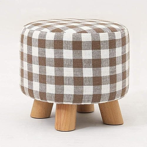 Quadratischer gepolsterter Fußhocker, Pouf mit gepolstertem Leinenkissen, Sitzfltertem Leinenkissen, Sitzfläche für Wohnzimmer, Schlafzimmer, Gartenstuhl, Holzbeine im Lieferumfang enthalten von FBHappiness