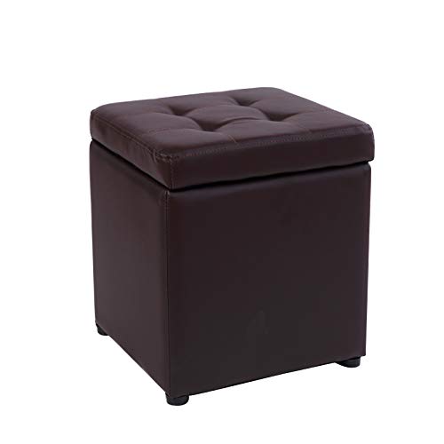 Quadratischer gepolsterter Fußhocker mit Ablagefach, PU-Leder, Schminkhocker, Scblagefach, PU-Leder, Schminkhocker, Schuhbank, Frisiertisch, multifunktionaler Sitz für Sofa, Klavier und mehr von FBHappiness