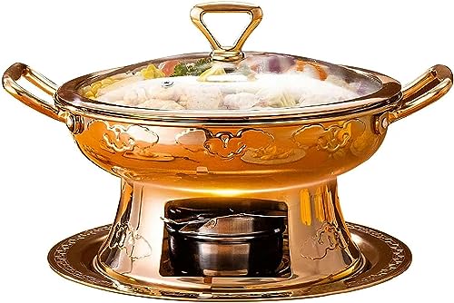 Runder Chafing Dish aus Edelstahl für den Haushalt, Catering-Buffet-Warmhaltebeh-Buffet-Warmhaltebehälter-Set mit Alkoholofen und Deckel, für Restaurant-Catering-Partys, Hochzeiten, Bild (C) von FBHappiness