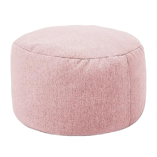 Runder Fußhocker, D30cm*H20cm, Leinen-Sitzsack, Pouf mit gefüllter Fußstütze fürßhocker, D30cm*H20cm, Leinen-Sitzsack, Pouf mit gefüllter Fußstütze für Wohnzimmer oder Schlafzimmer, Hellrosa von FBHappiness